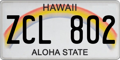 HI license plate ZCL802