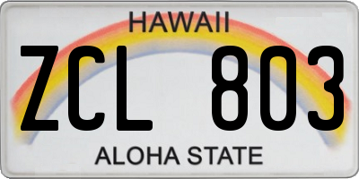HI license plate ZCL803
