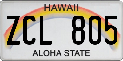 HI license plate ZCL805