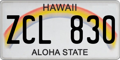 HI license plate ZCL830