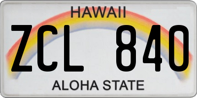 HI license plate ZCL840