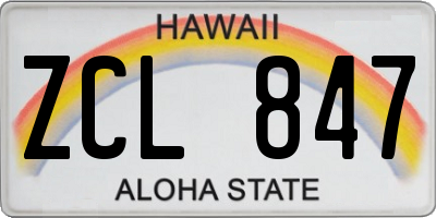 HI license plate ZCL847