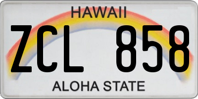 HI license plate ZCL858