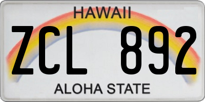 HI license plate ZCL892