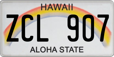 HI license plate ZCL907