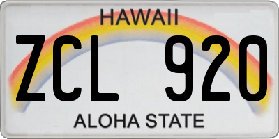 HI license plate ZCL920