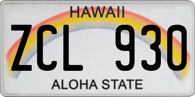 HI license plate ZCL930