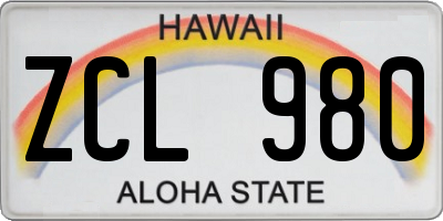 HI license plate ZCL980