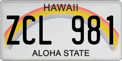 HI license plate ZCL981