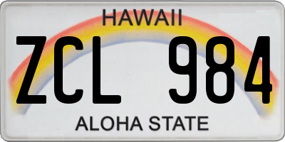 HI license plate ZCL984