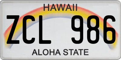 HI license plate ZCL986