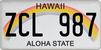 HI license plate ZCL987
