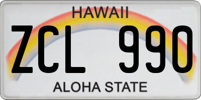 HI license plate ZCL990