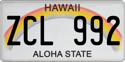 HI license plate ZCL992