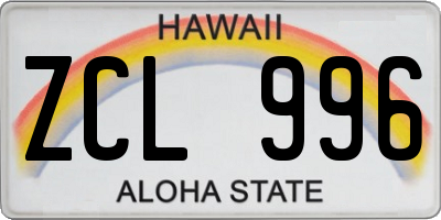 HI license plate ZCL996