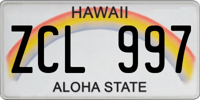 HI license plate ZCL997