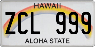 HI license plate ZCL999