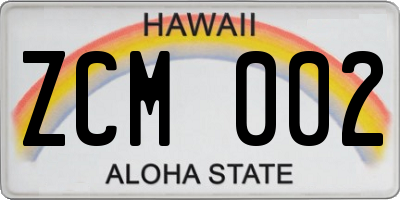 HI license plate ZCM002