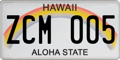 HI license plate ZCM005