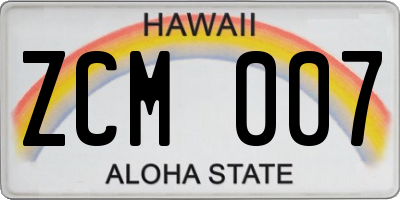 HI license plate ZCM007