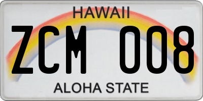 HI license plate ZCM008