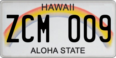 HI license plate ZCM009