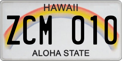 HI license plate ZCM010