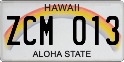 HI license plate ZCM013