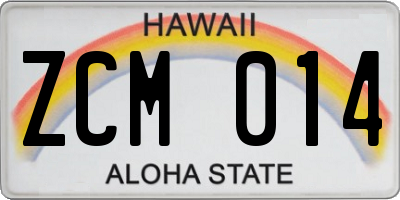 HI license plate ZCM014