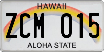 HI license plate ZCM015