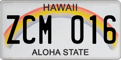 HI license plate ZCM016