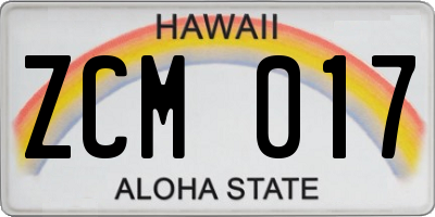 HI license plate ZCM017