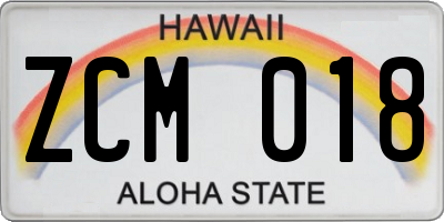 HI license plate ZCM018