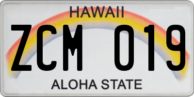HI license plate ZCM019