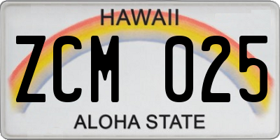 HI license plate ZCM025