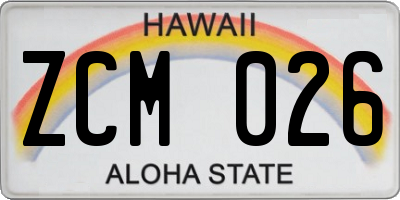 HI license plate ZCM026
