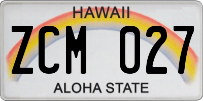 HI license plate ZCM027