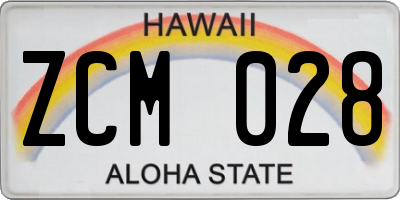 HI license plate ZCM028