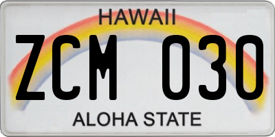 HI license plate ZCM030