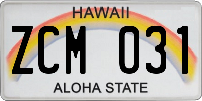 HI license plate ZCM031