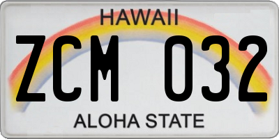 HI license plate ZCM032