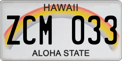 HI license plate ZCM033