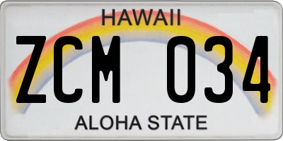HI license plate ZCM034