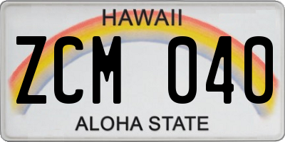 HI license plate ZCM040