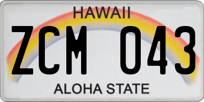 HI license plate ZCM043