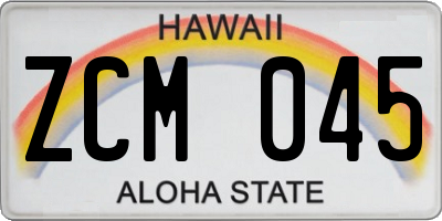 HI license plate ZCM045