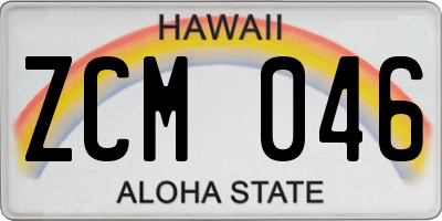 HI license plate ZCM046