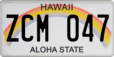 HI license plate ZCM047