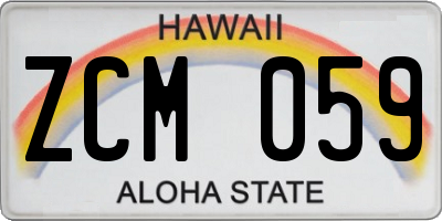 HI license plate ZCM059