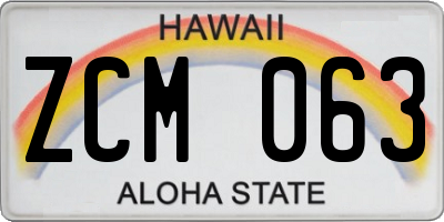 HI license plate ZCM063